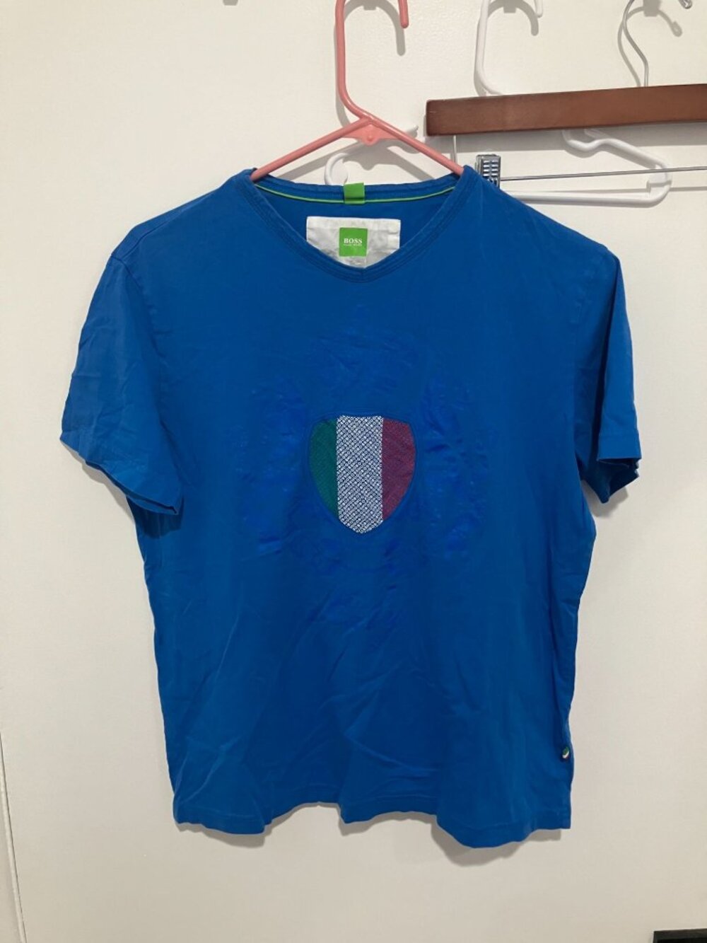 Hugo Boss Boy's Special Country Edition For Italy T-Shirt, Blue, Size Medium